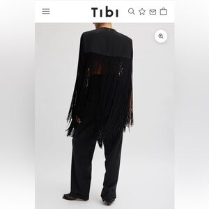 Tibi 4 ply Black Fringe Cape